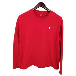 Apple Store T Shirt Mens XL Red Logo Employee Staff Pullover Long Sleeve Cotton‎